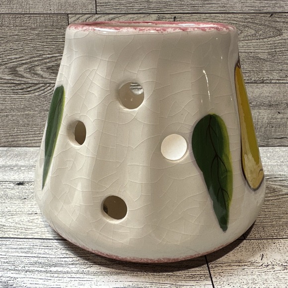 HOME INTERIORS Ceramic Candle Shade Topper (4x5.25") Fruits *Crazed Or Crackled* - Picture 4 of 6